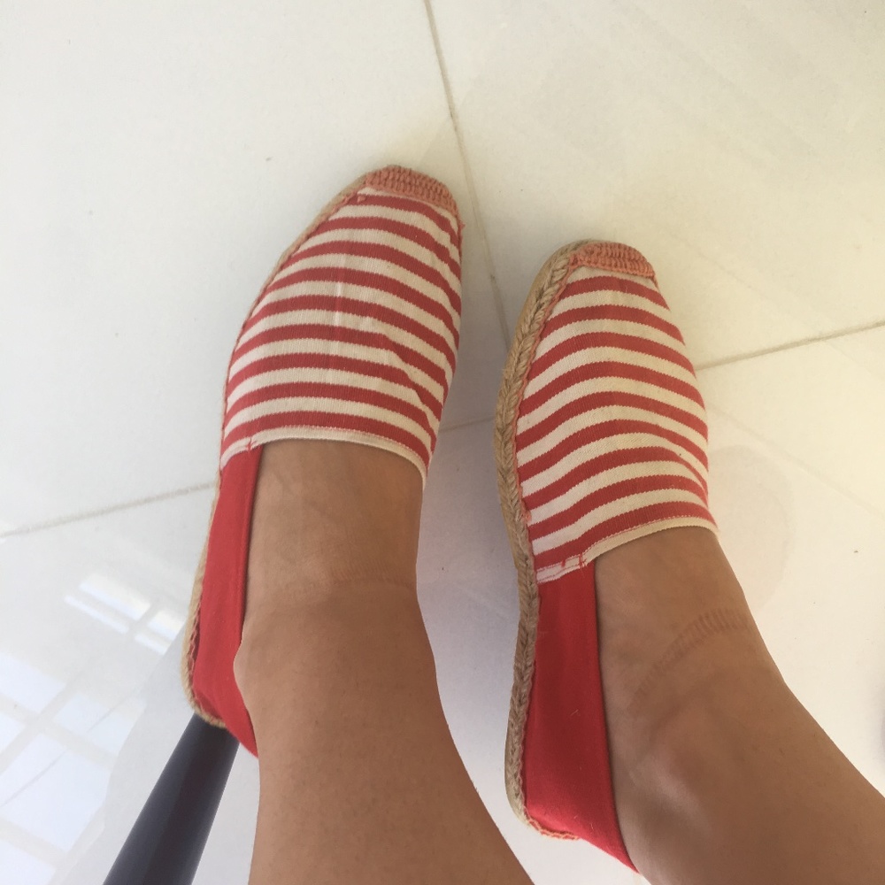 Red and White Striped Espadrilles Summer Shoe/Flat